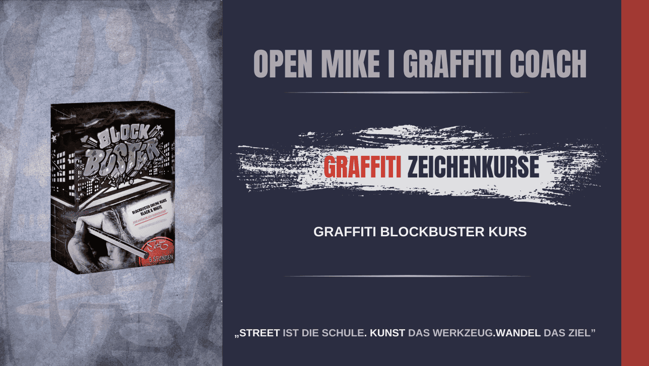 Banner des Blockbuster-Zeichenkurses – Online-Training für Graffiti Styles.