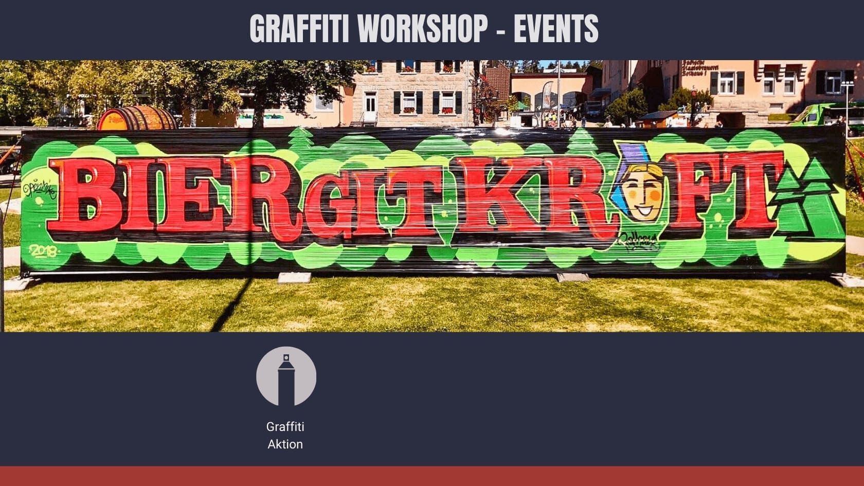 Live Graffiti Show bei einem Stadtfest – Kinder und Jugendliche sprayen gemeinsam mit dem Graffiti Coach im Rahmen eines Urban Art Events in Stuttgart