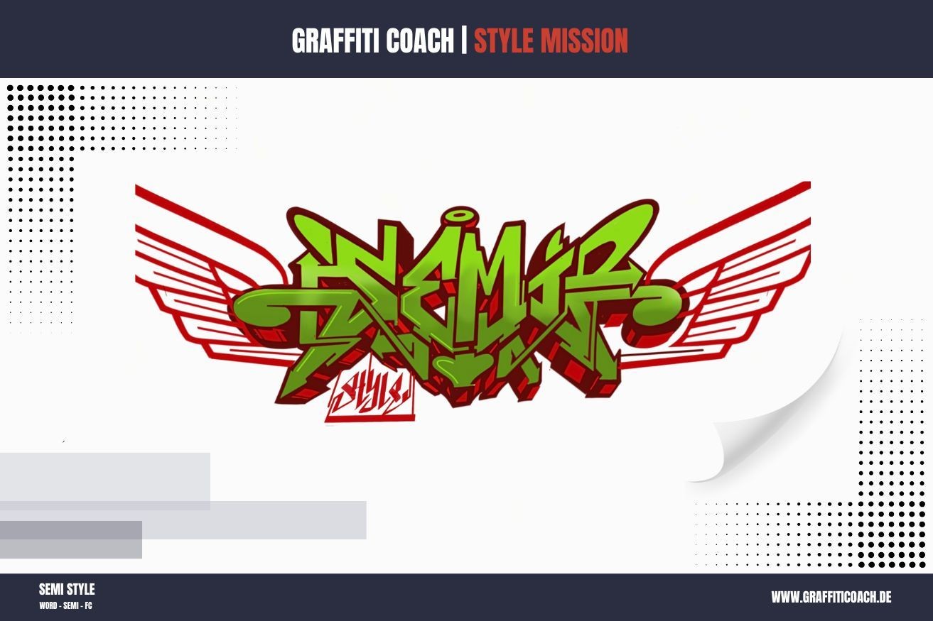 Einfacher Graffiti Style mit klarer Struktur und Lesbarkeit – ideal für Anfänger:innen in der Style Mission Galerie von Open Mike.