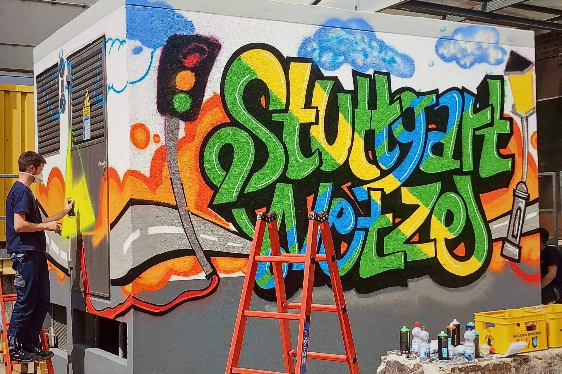 Graffiti Teamevent Stuttgart – Firmenworkshop bei Stuttgart Netze mit Graffiti Coach Open Mike