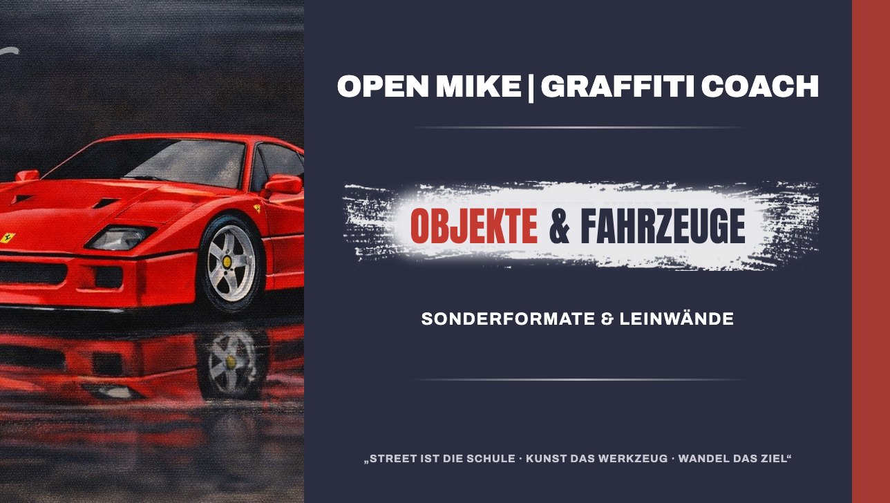 Objekte, Fahrzeuge & Sonderformate – Graffiti-Auftrags-Banner von Open Mike