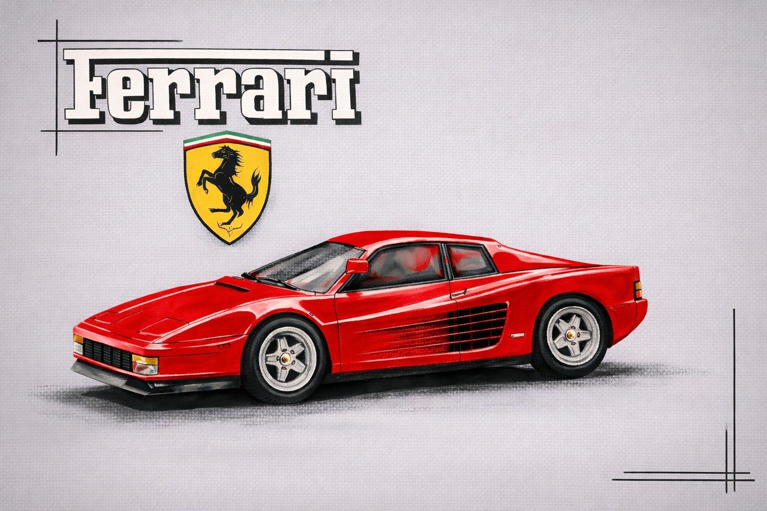 Roter Ferrari als Graffiti-Auftragsarbeit von Open Mike