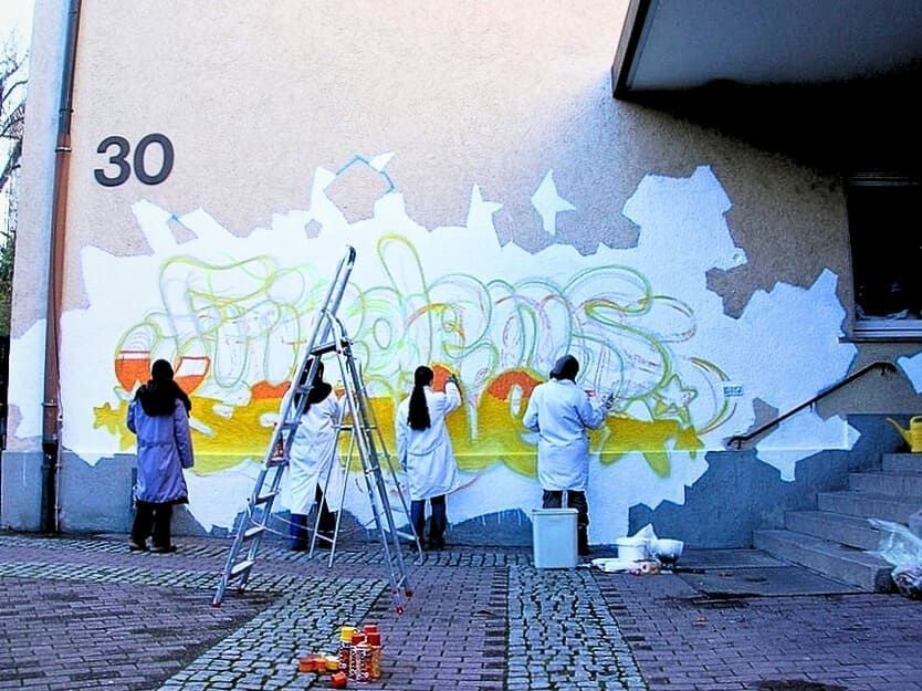 Graffiti-Projekt von Open Mike für Friedensschule Stuttgart-West in Stuttgart